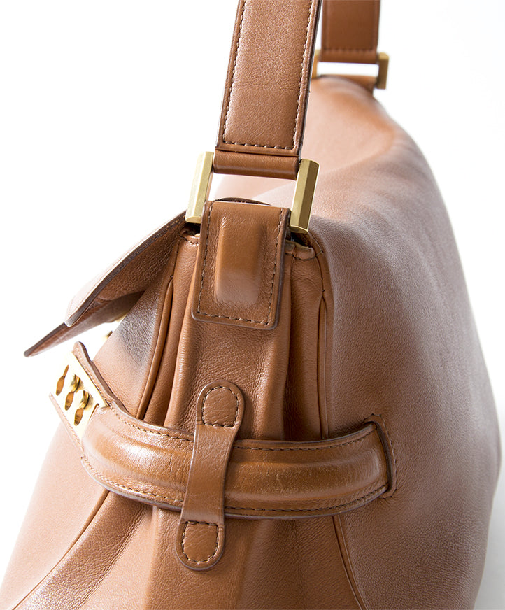 Delvaux Tempête Shoulder Bag in Cognac authentic second hand right price safe shopping webshop designer luxe bags items online shopping LabelLOV Antwerp Belgium shopping fashion bags