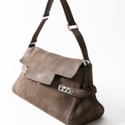 Delvaux Tempête Nubuck Shoulder Bag in Taupe schoudertas luxemerken merken designer online winkelen veilig antwerpen belgië juiste prijs LabelLOV mode handtas