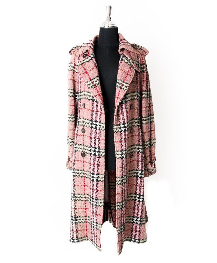 Burberry Pink Checkered Trench Coat safe online shopping webshop Antwerp Belgium LabelLOV Fashion secondhand authentic luxury brands designers