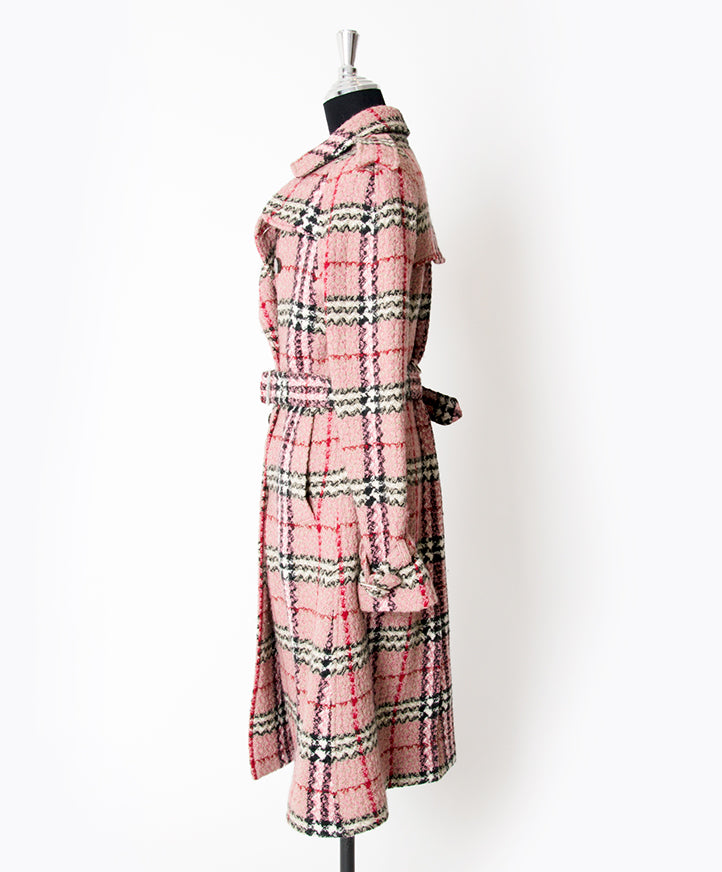 Burberry Pink Checkered Trench Coat authentique shopping securé sécurité en ligne mode en vogue seconde main luxe marques designer