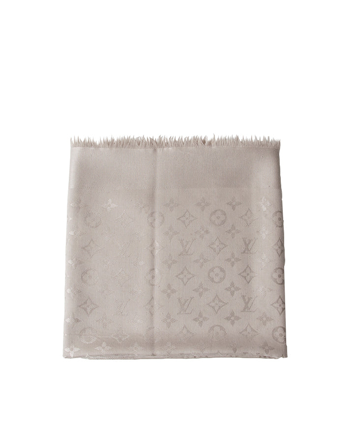 Louis Vuitton Beige Monogram Scarf secondhand safe online shopping webshop Antwerp Belgium LabelLOV authentic fashion accessories luxury brands labels designers