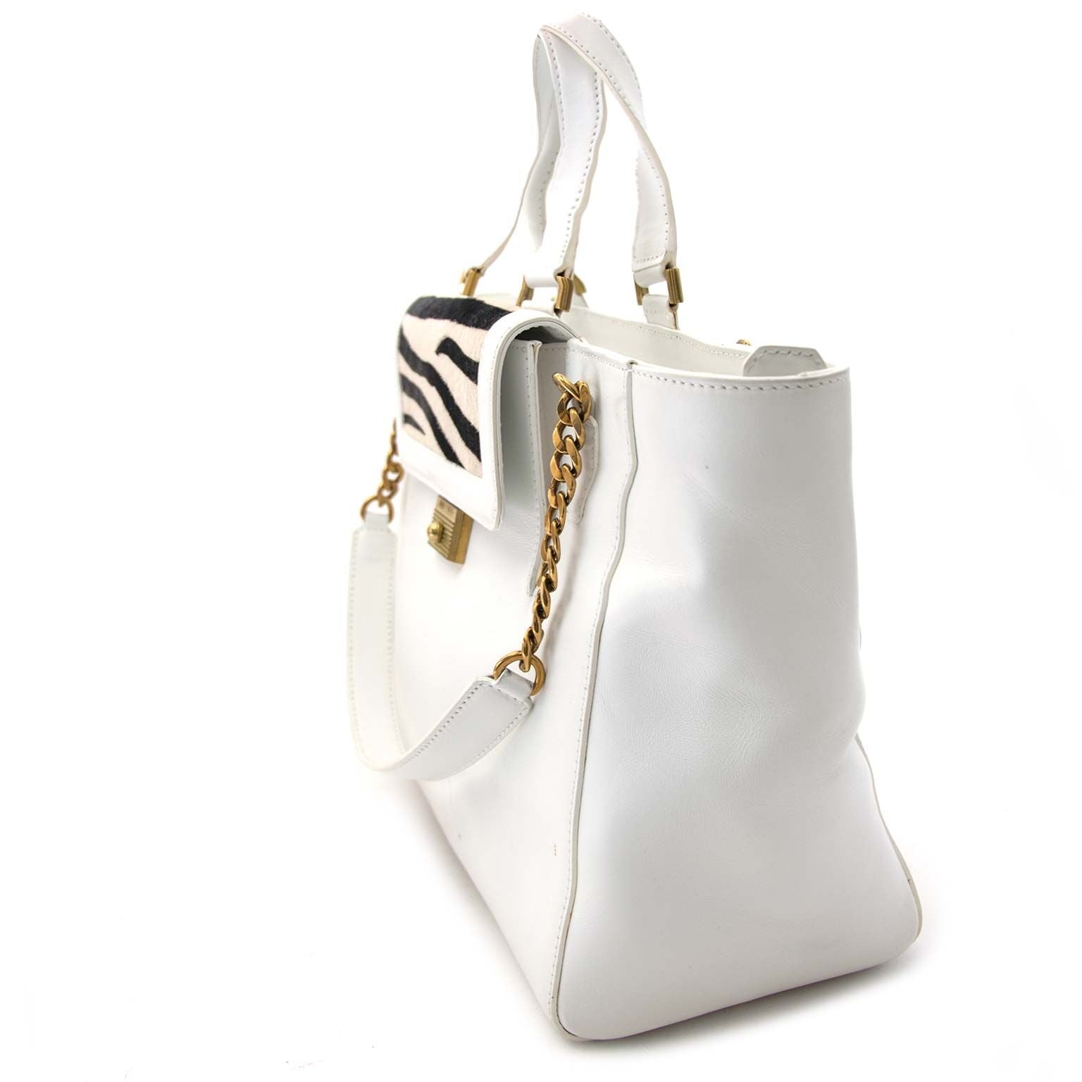 Jimmy Choo Withe Tote bag With Zabra Pattern Flab – Labellov