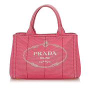 Prada Pink Canvas Small Canapa Tote Bag