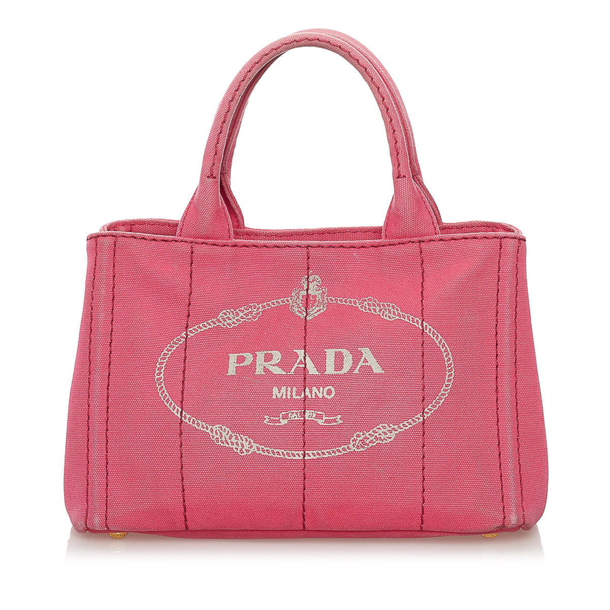 Prada Pink Canvas Small Canapa Tote Bag