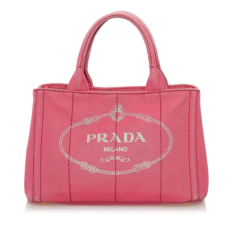 Prada Pink Canvas Small Canapa Tote Bag