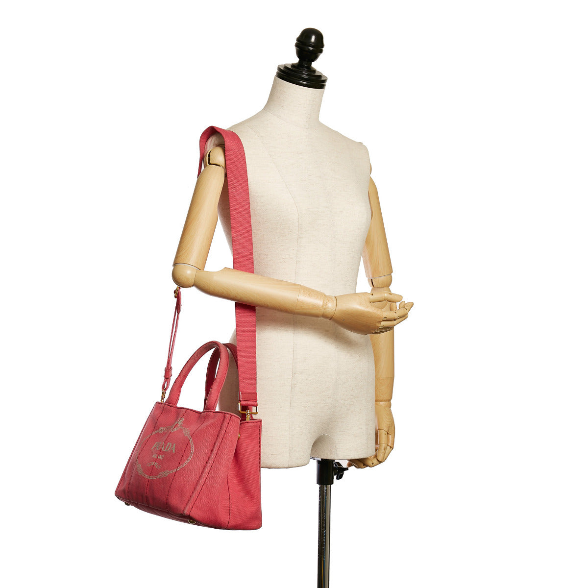 Prada Roze Canvas Kleine Canapa Tote Tas