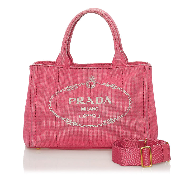 Prada Pink Canvas Small Canapa Tote Bag