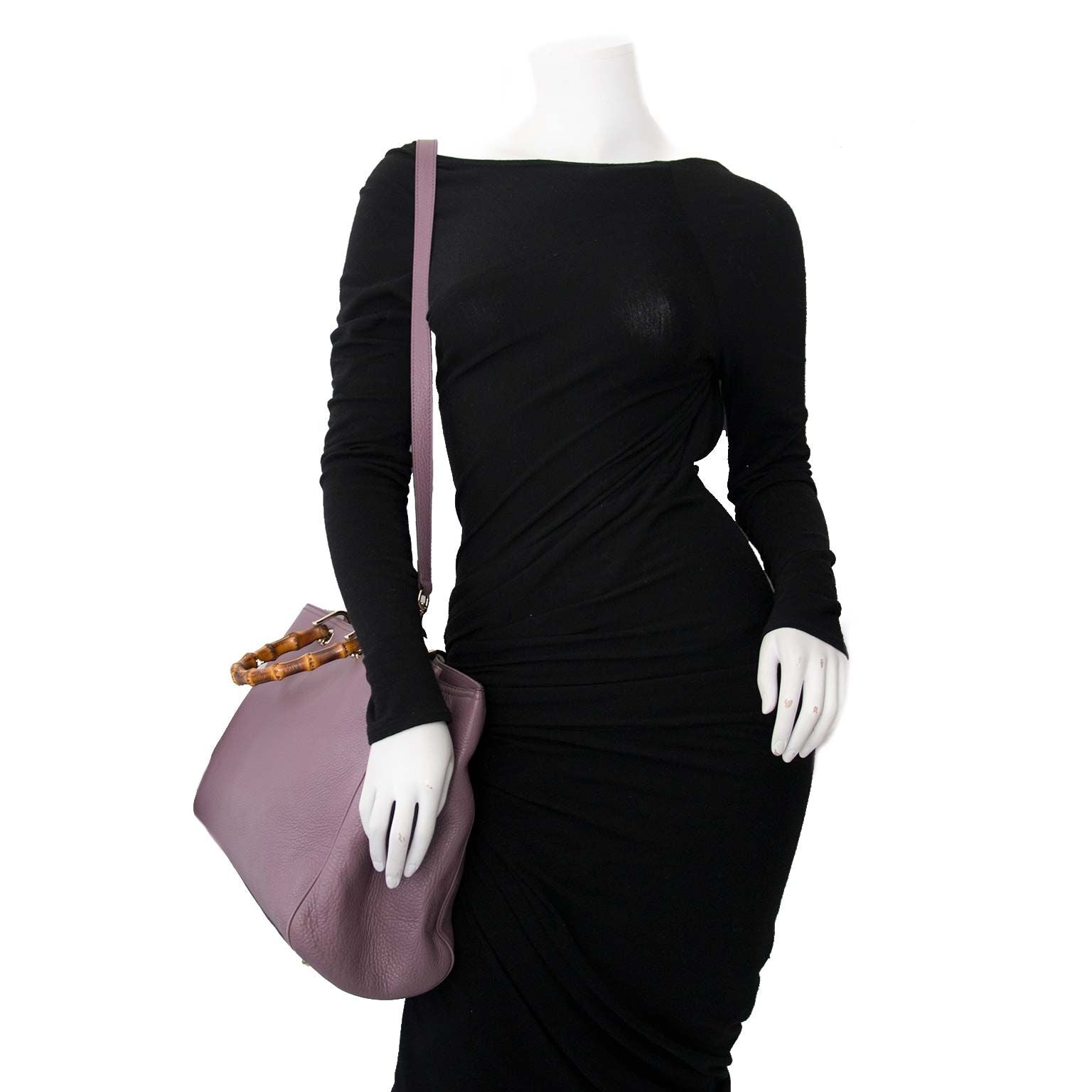 betaal veilig online bij labellov koop Gucci Bamboo Purple Large Tote BagGucci Bamboo Purple Large Tote Bag