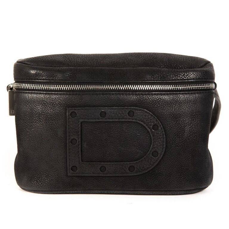 Delvaux Black Nubuck Belt Bag with D-Logo