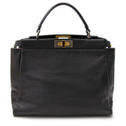 shop safe online Fendi Black Monogram-Lined Peekaboo Bag