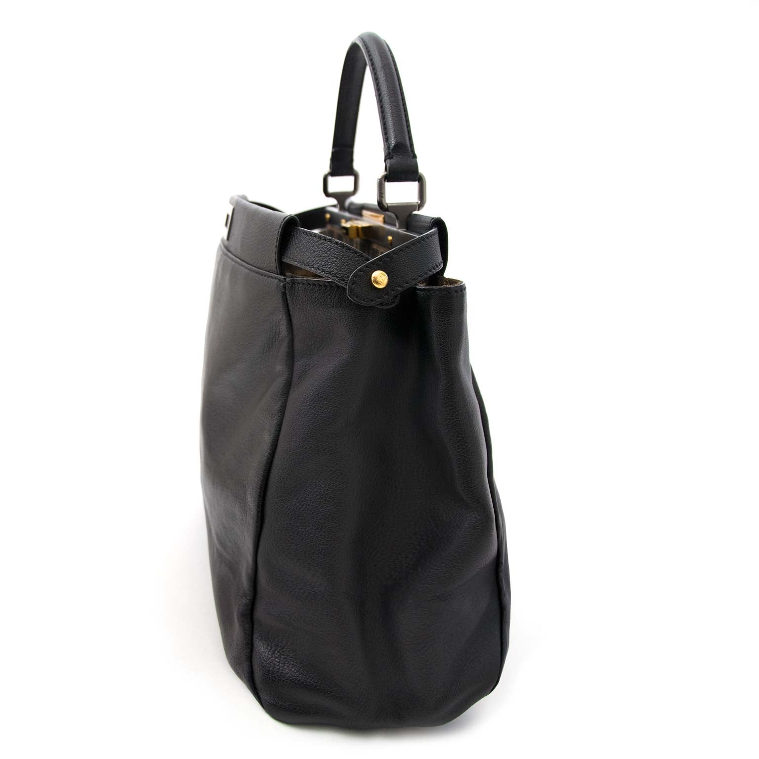 Fendi Black Monogram-Lined Peekaboo Bag