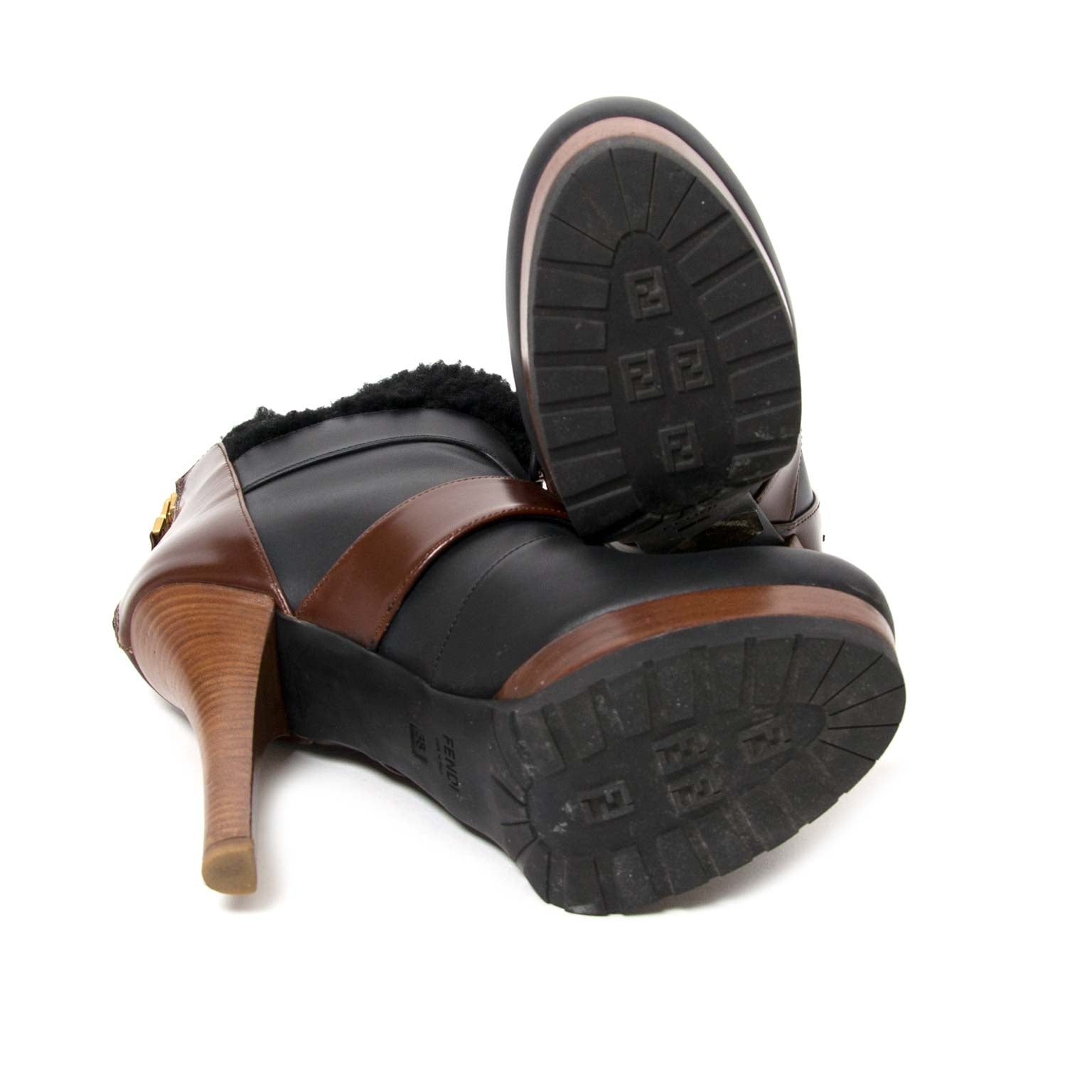 buy Fendi Black Leather Ankle Boots - Size 38 at labellov for the best price