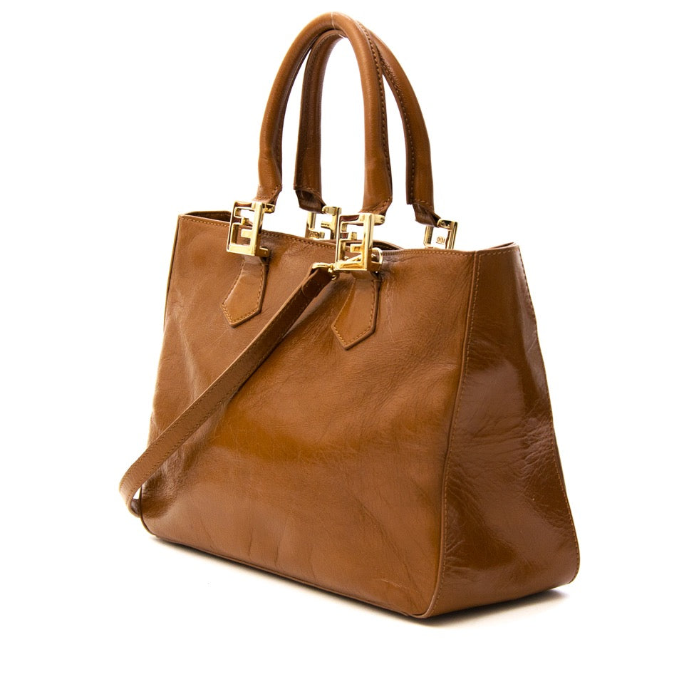 acheter en ligne seconde main sac a main Fendi Brown Leather Handbag Tote comme neuf