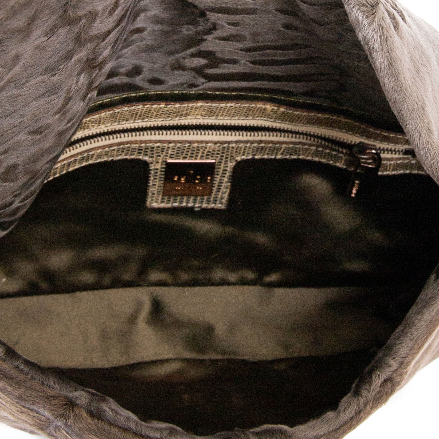 Fendi Bruine Astrakan en Slangenleren Baguette