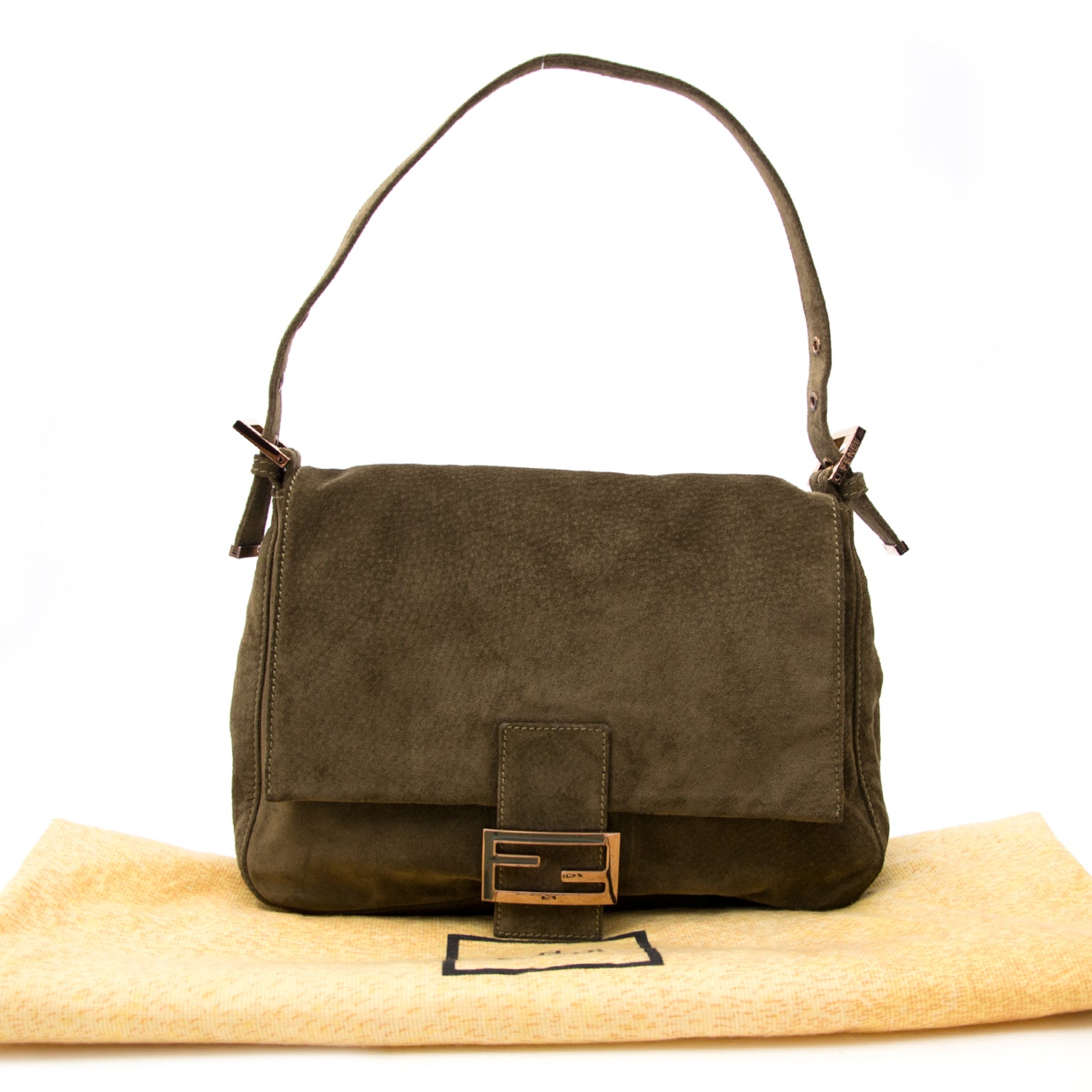 Fendi Kakhki Mamma Forever Baguette handtas veilig online winkelen bij Labellov