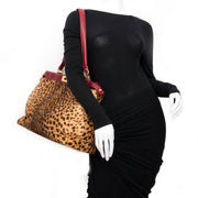 Fendi Peekaboo Leopard Pony Hair Shoulder Bag Calfskin Top handle koop veilig online jou tweedehands