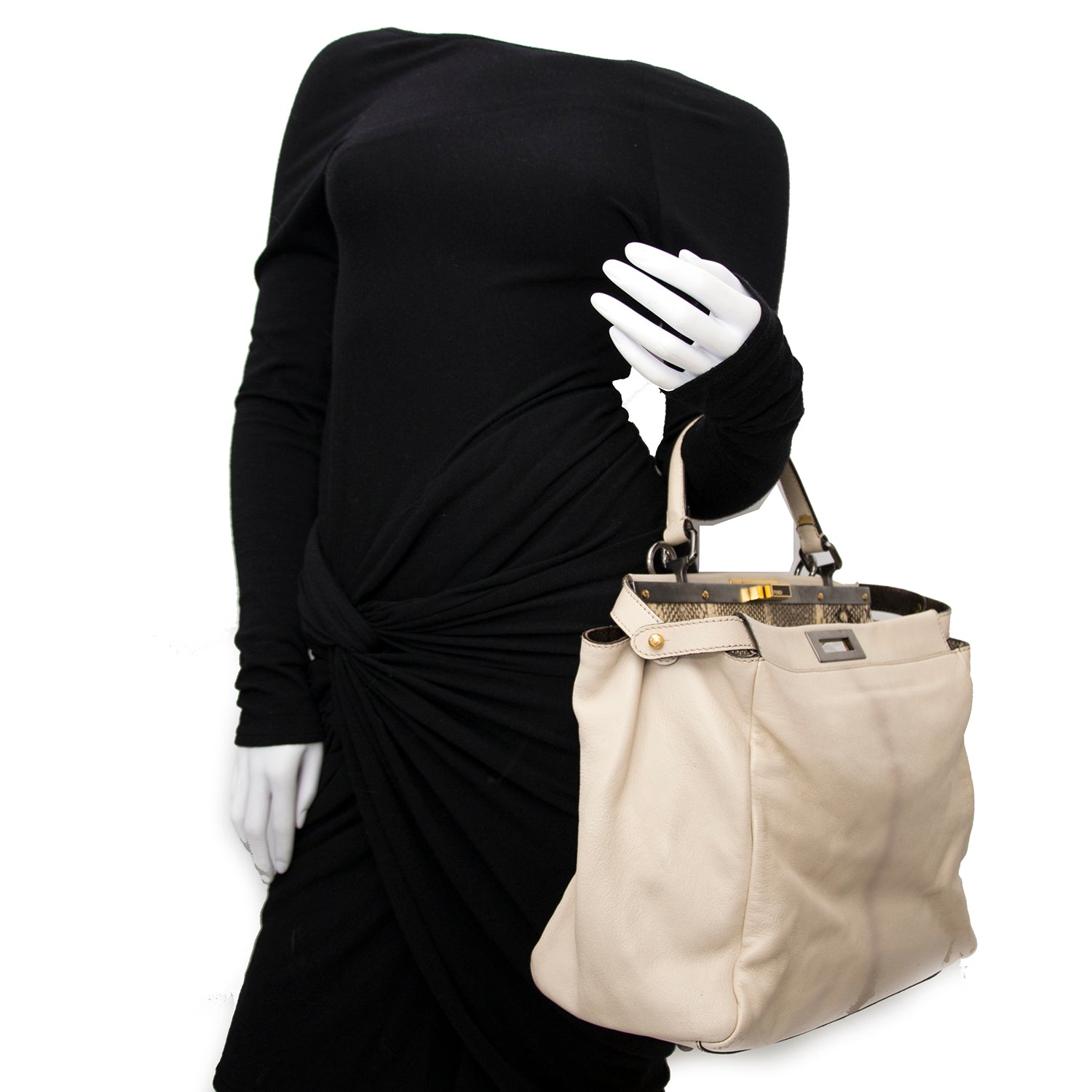 We buy and sell your secondhand preloved luxury bags Fendi Ombre Cream White Peekaboo