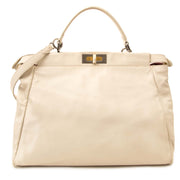 acheter en ligne seconde main Fendi blanche cuire And rose Python Large Peekaboo Bag