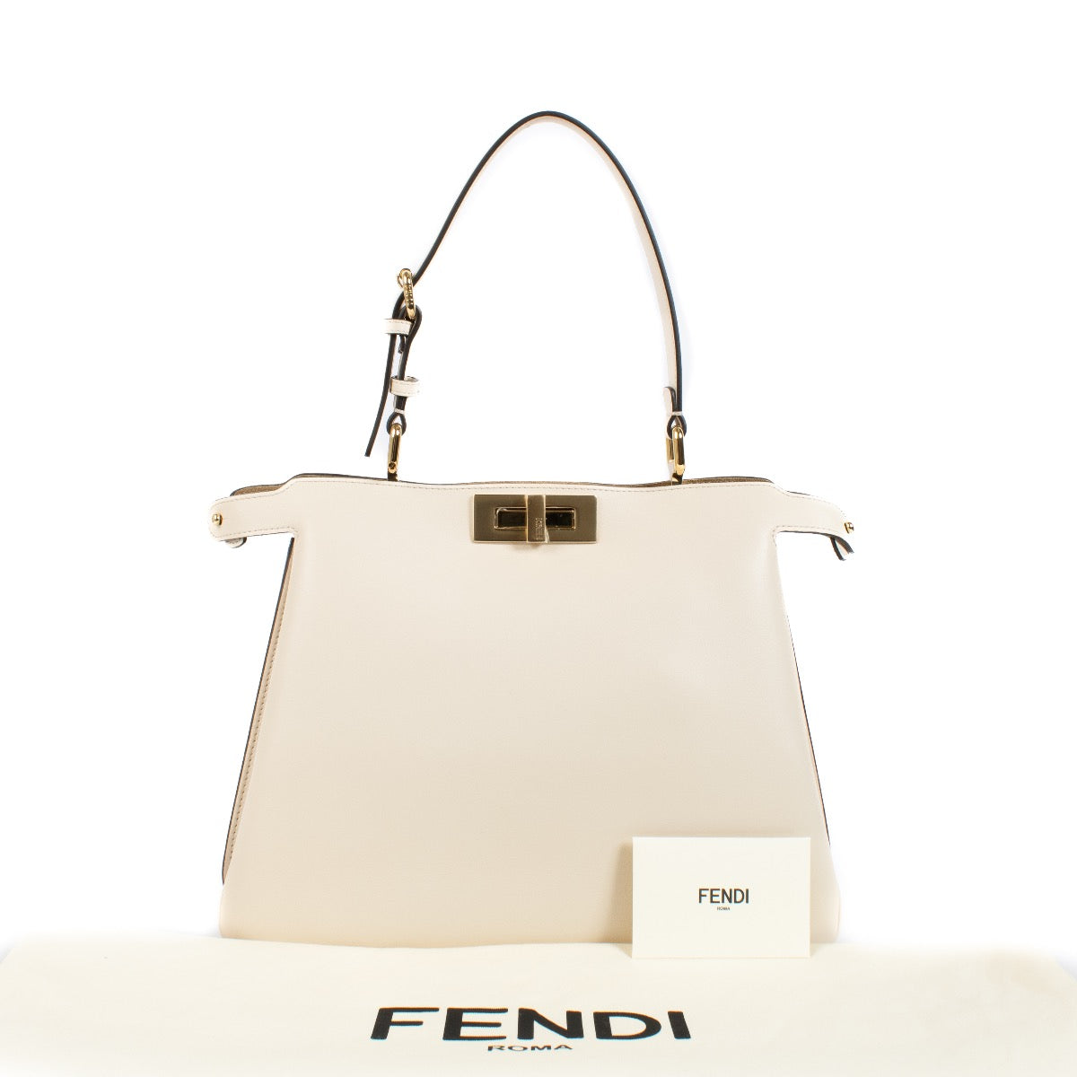 shop 100% authentic second hand Fendi White Camelia Leather Soft Medium Peekaboo Bag on Labellov.com