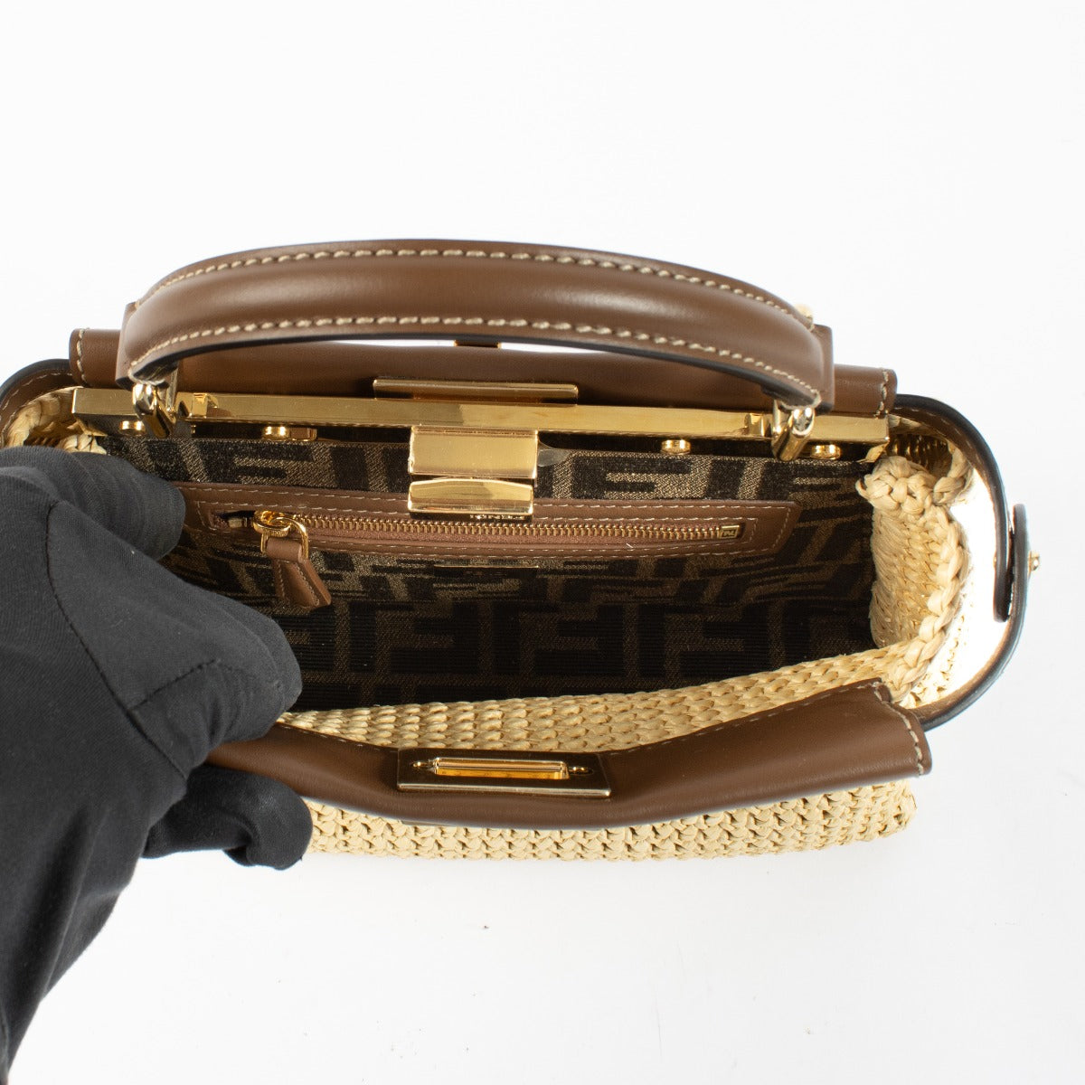 Fendi Raffia Peekaboo Mini Bag