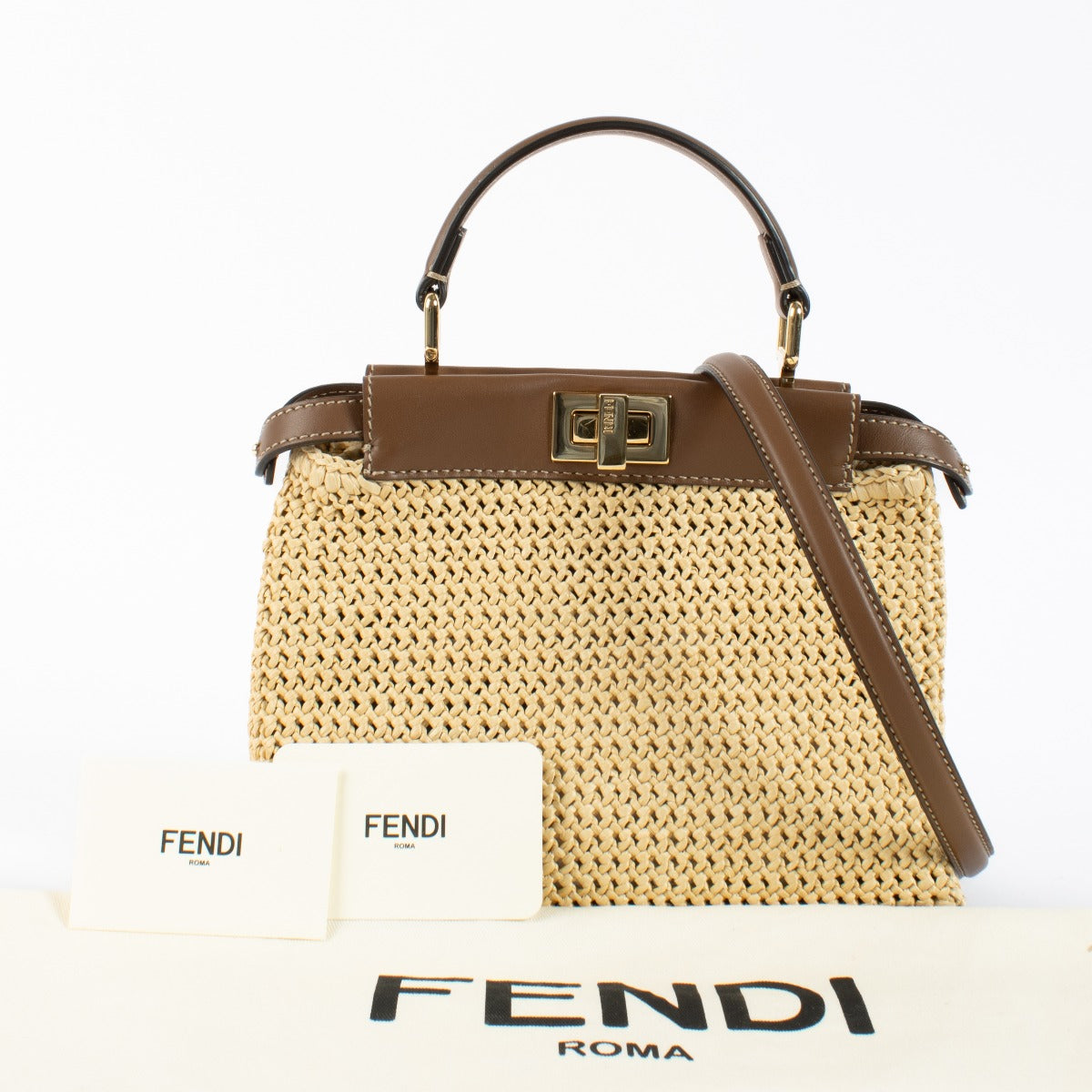 Fendi Raffia Peekaboo Mini Bag