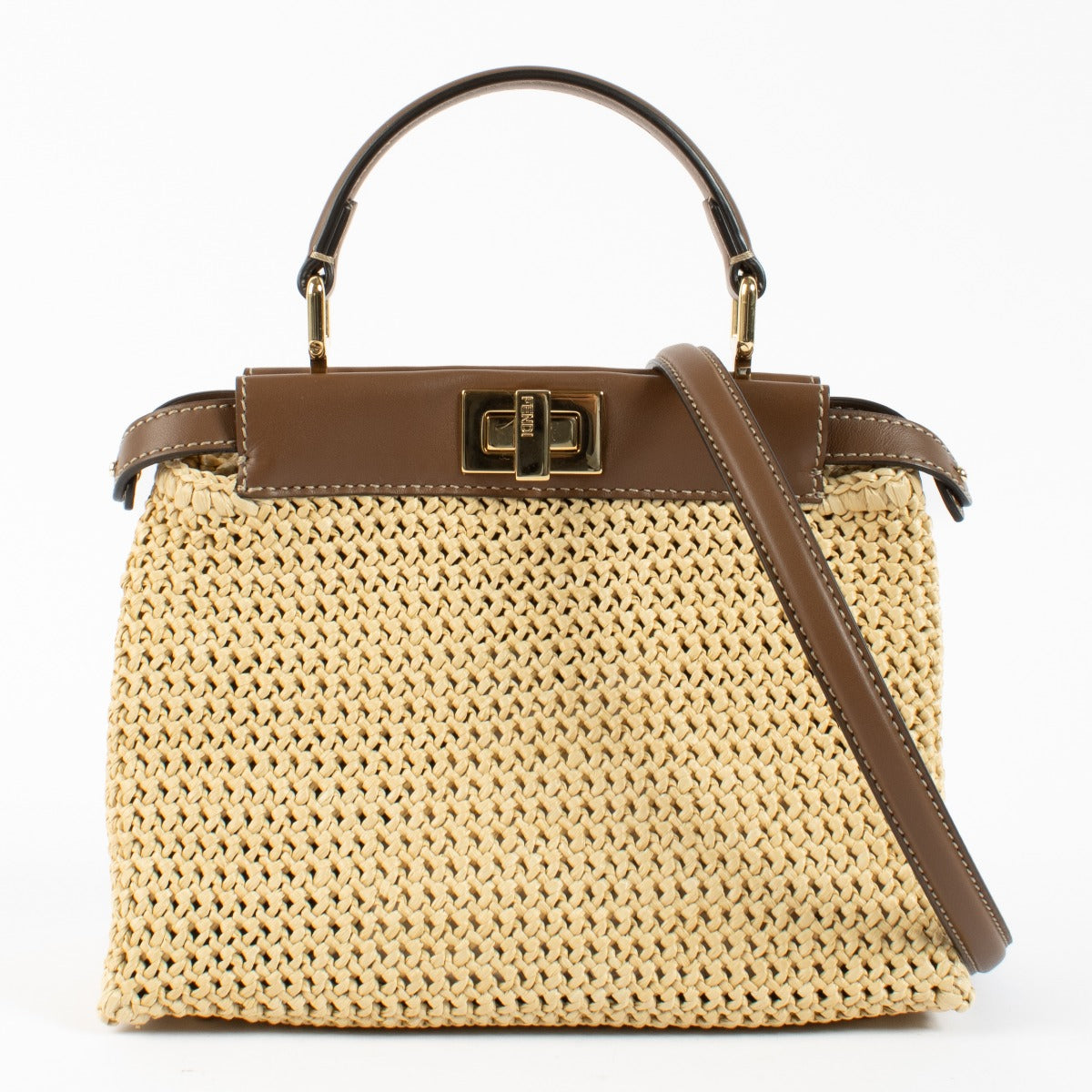 Fendi Raffia Peekaboo Mini Bag
