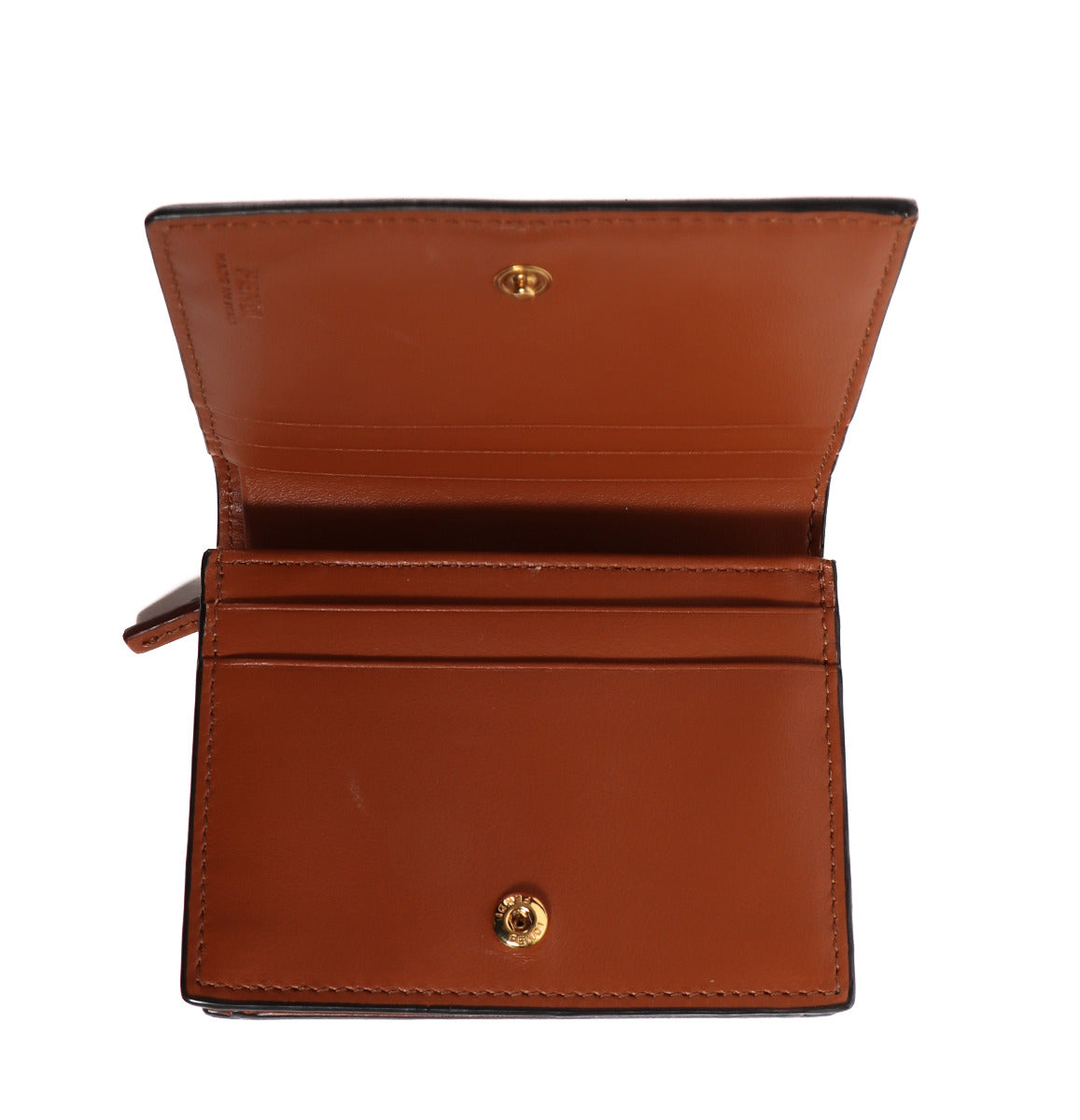 Fendi Cognac Leren Micro Flap Portemonnee