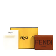 Fendi Cognac Leather Micro Flap Wallet