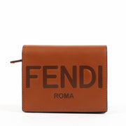 Fendi Cognac Leather Micro Flap Wallet