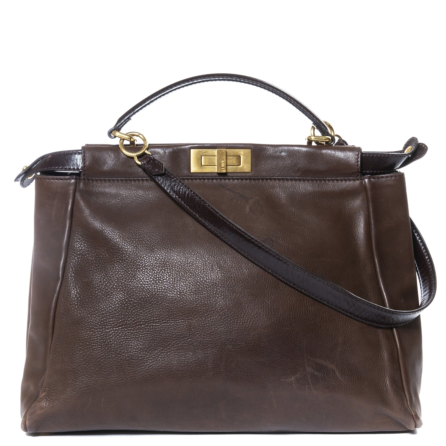 Fendi Peekaboo Brown Large Bag + Strap