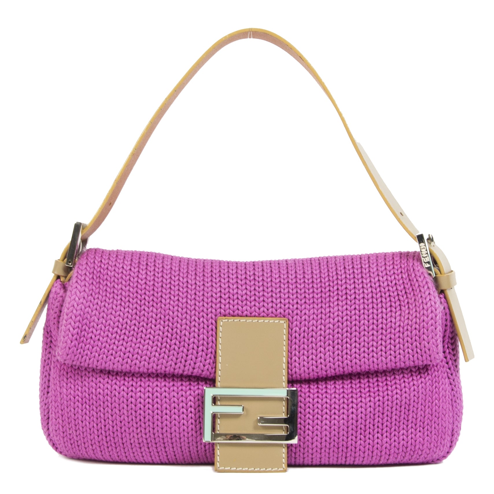 Fendi Fuchsia Knitted Baguette Bag
