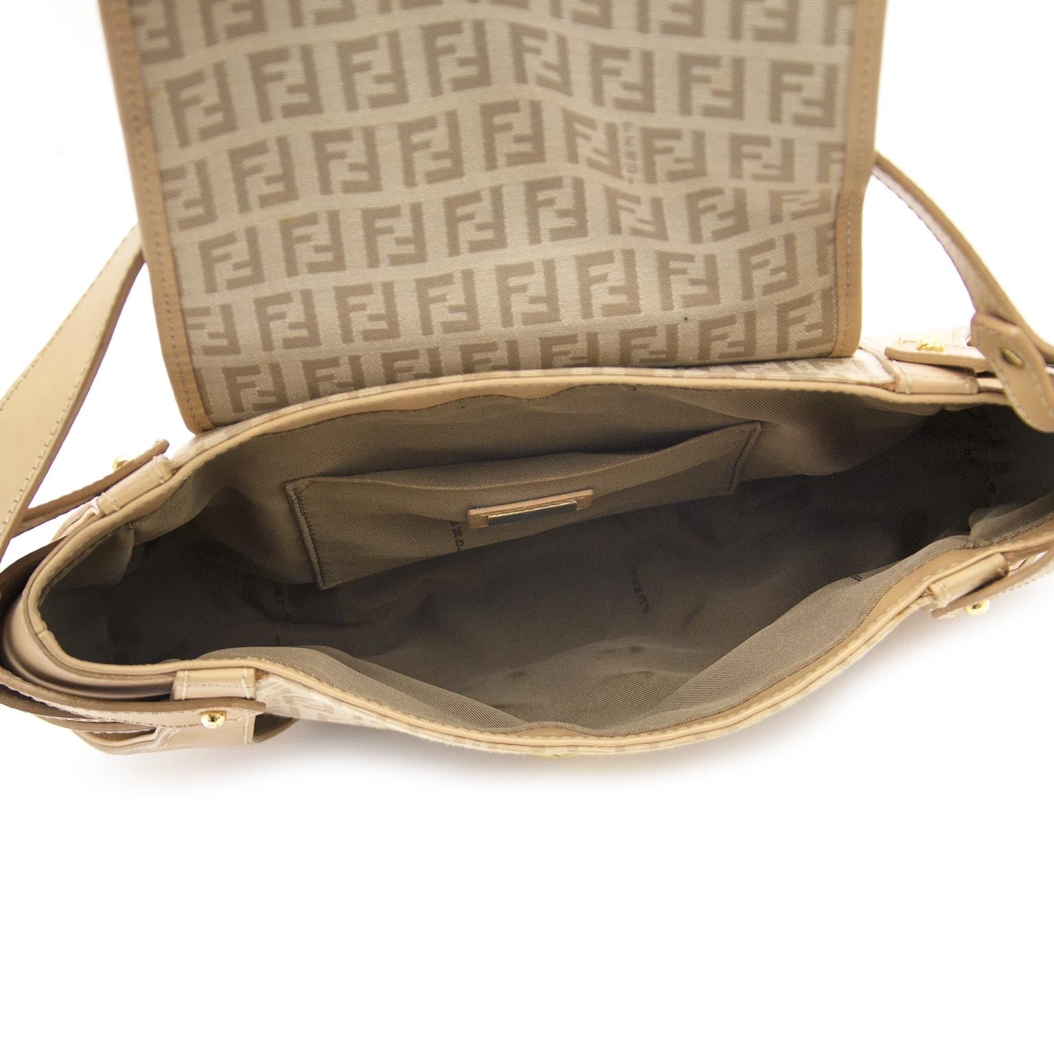 Fendi Logo Fabric and Tan Leather Baguette Bag acheter secur en ligne