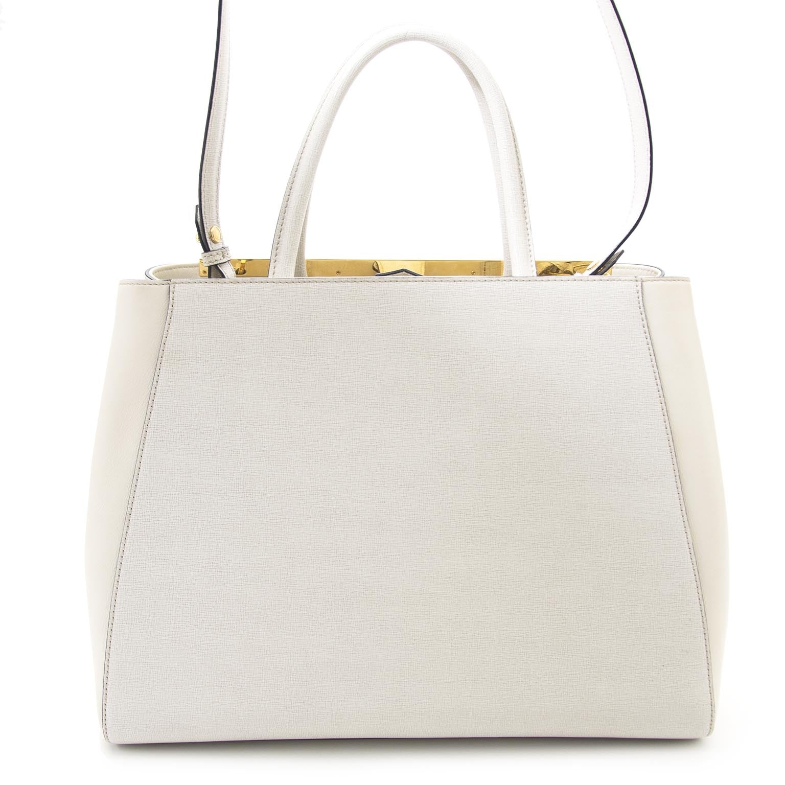 Sac cabas Fendi 2Jours en cuir beige
