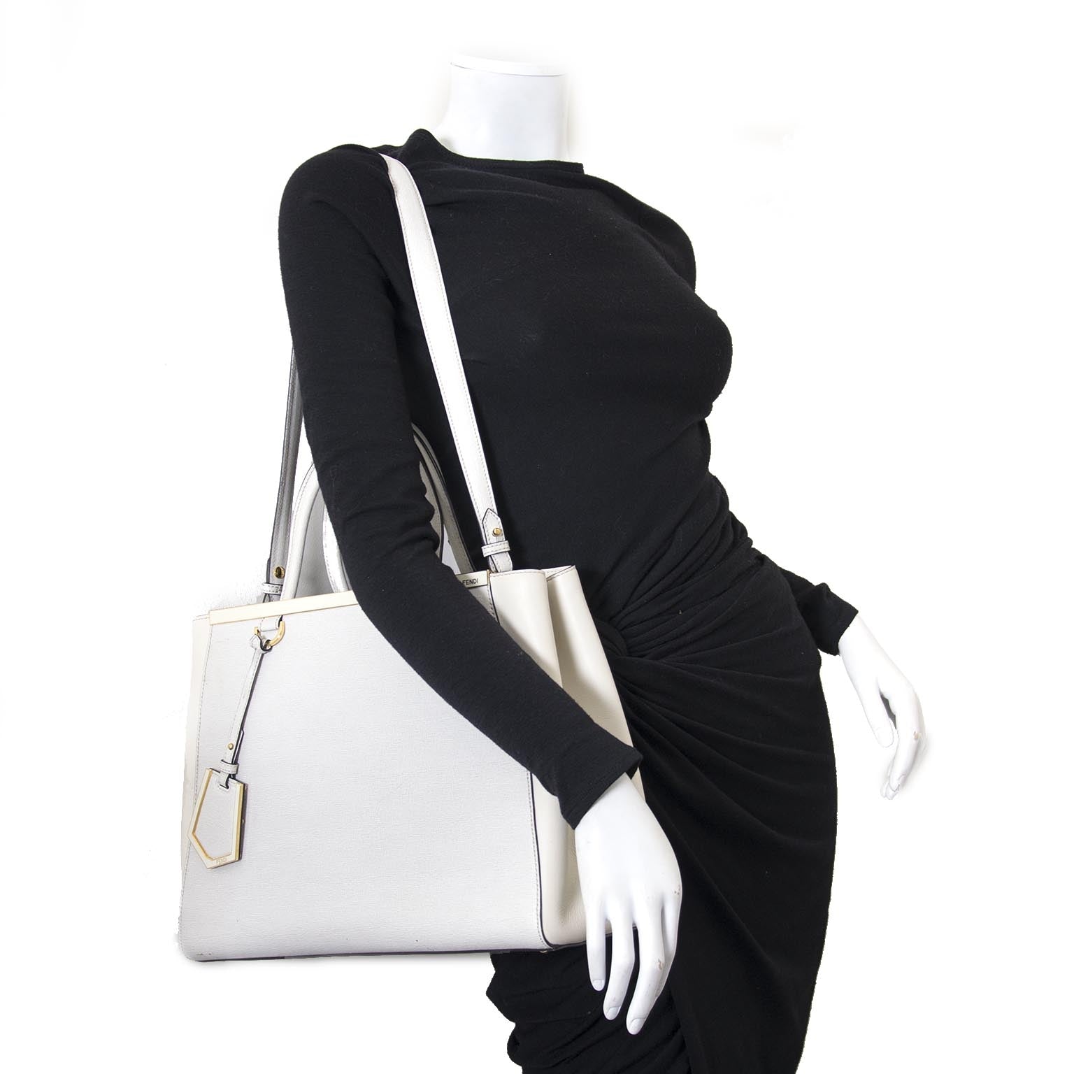 Sac cabas Fendi 2Jours en cuir beige
