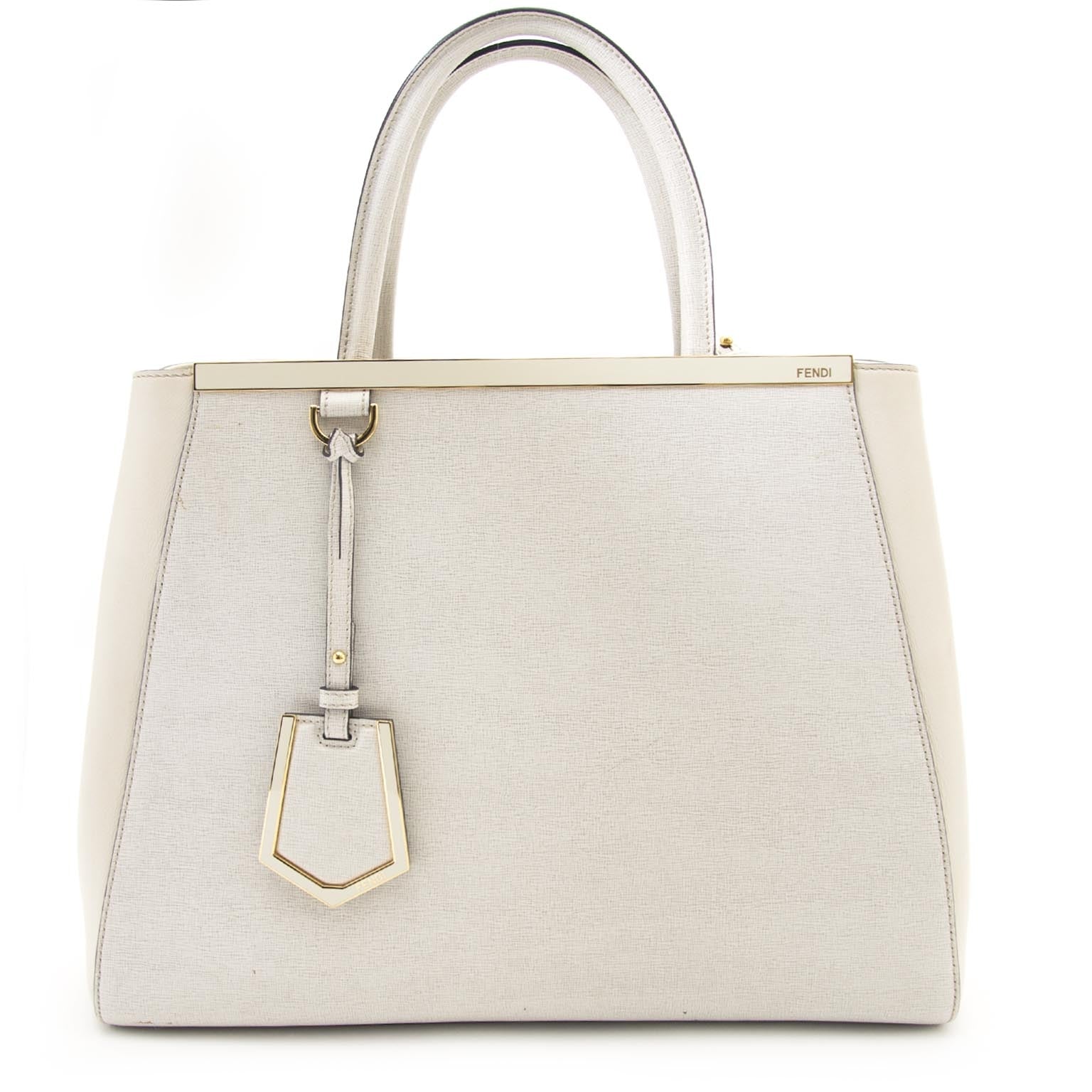 Sac cabas Fendi 2Jours en cuir beige