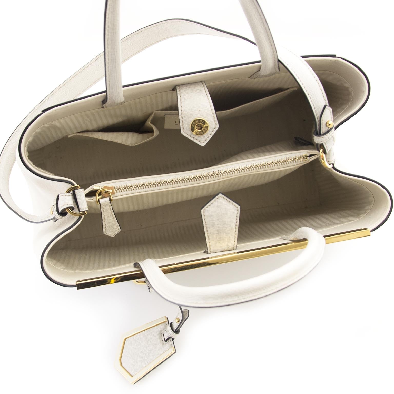 Sac cabas Fendi 2Jours en cuir beige