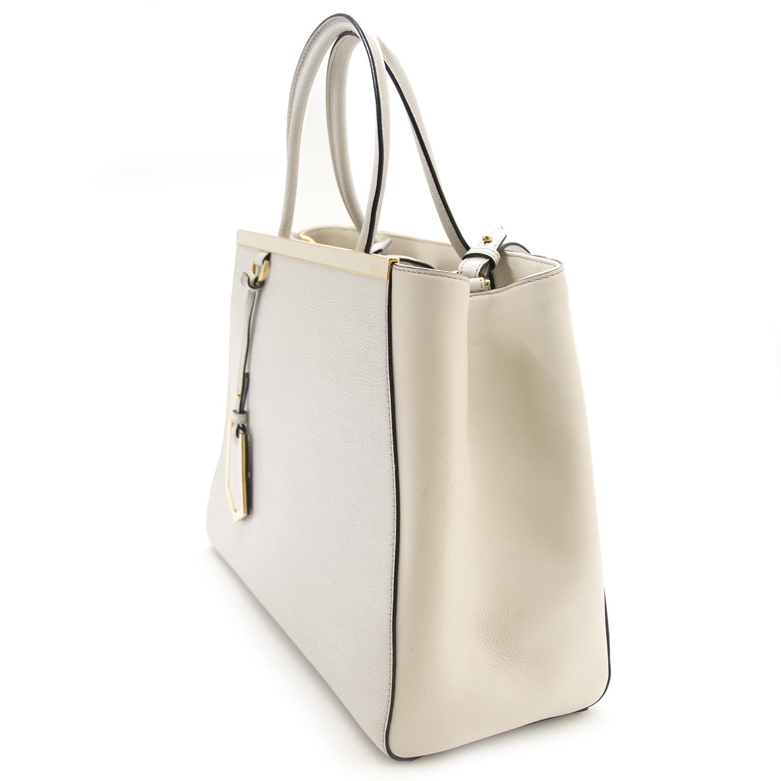 Sac cabas Fendi 2Jours en cuir beige
