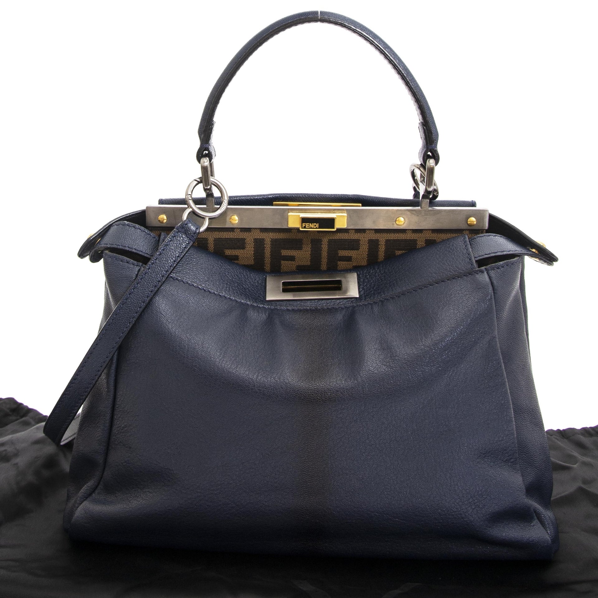 Fendi Blue Regular Peekaboo Bag now for sale at labellov vintage fashion webshop belgium
