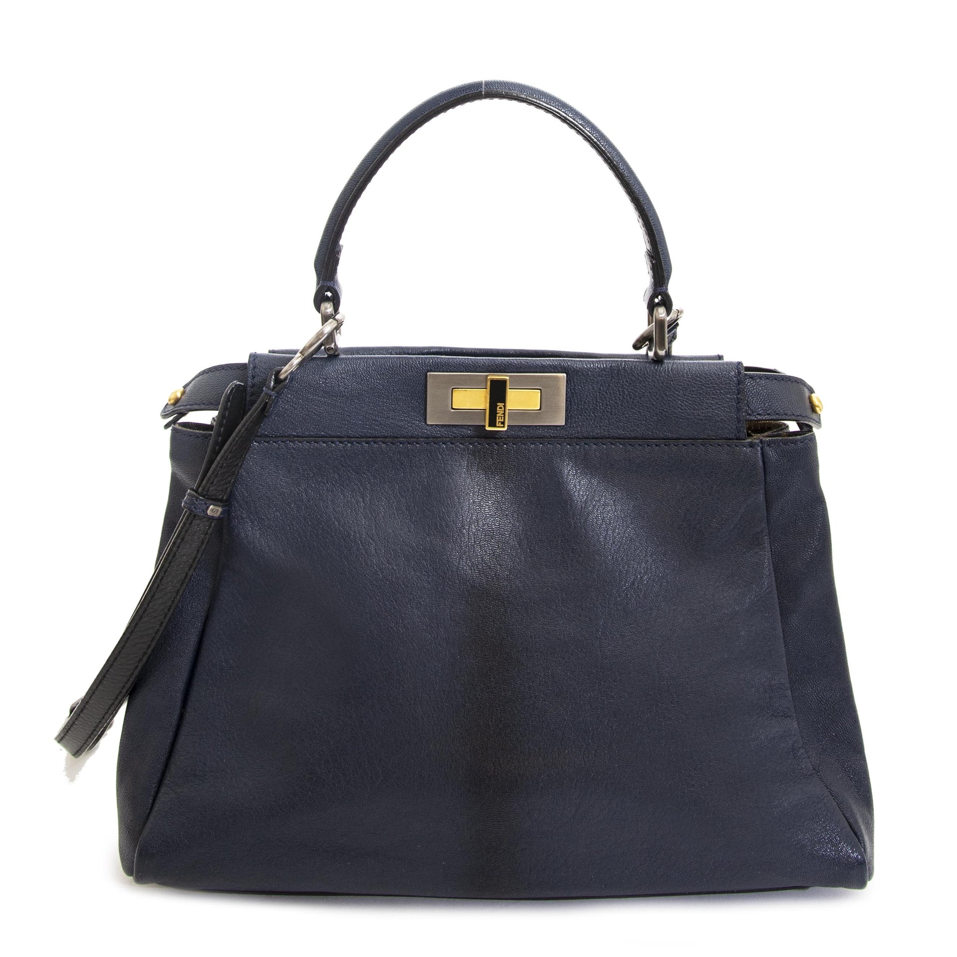 Fendi Blue Regular Peekaboo Bag now for sale at labellov vintage fashion webshop belgium