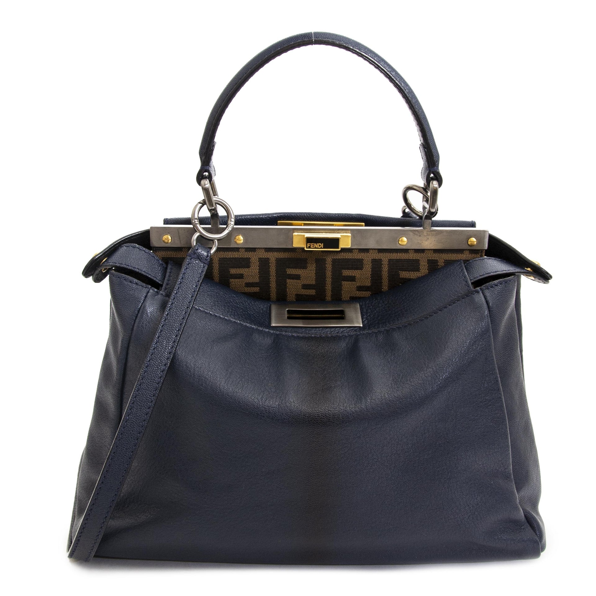 Fendi Blue Regular Peekaboo Bag now for sale at labellov vintage fashion webshop belgium