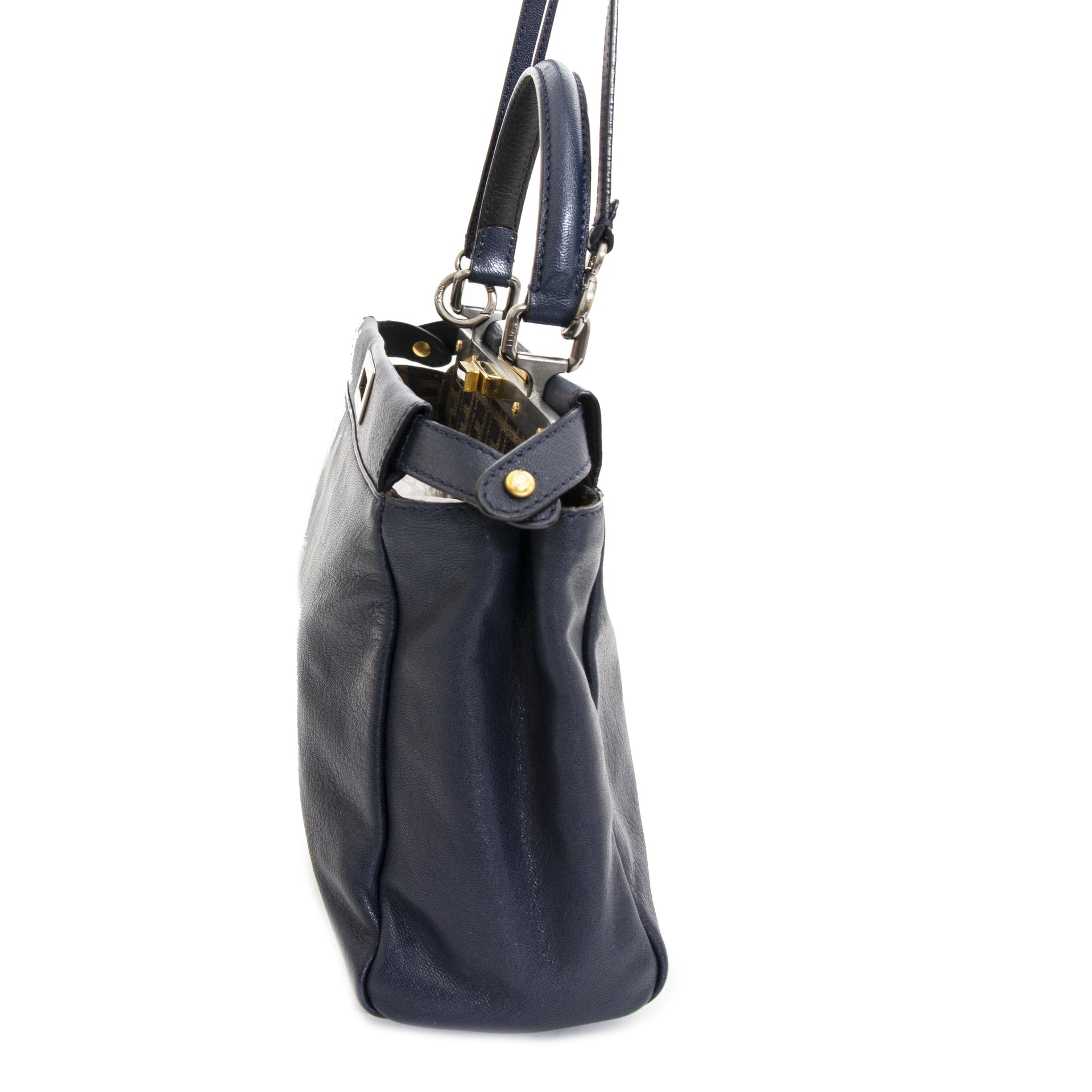 Fendi Blue Regular Peekaboo Bag now for sale at labellov vintage fashion webshop belgium