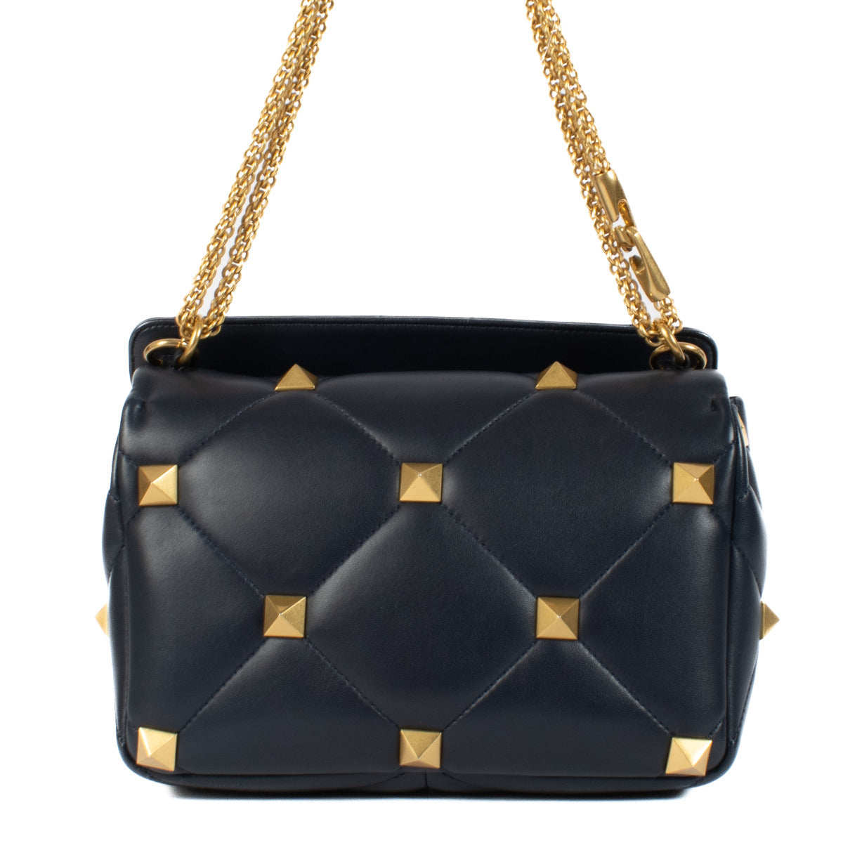 Valentino Garavani Blue Leather Large Roman Stud Bag