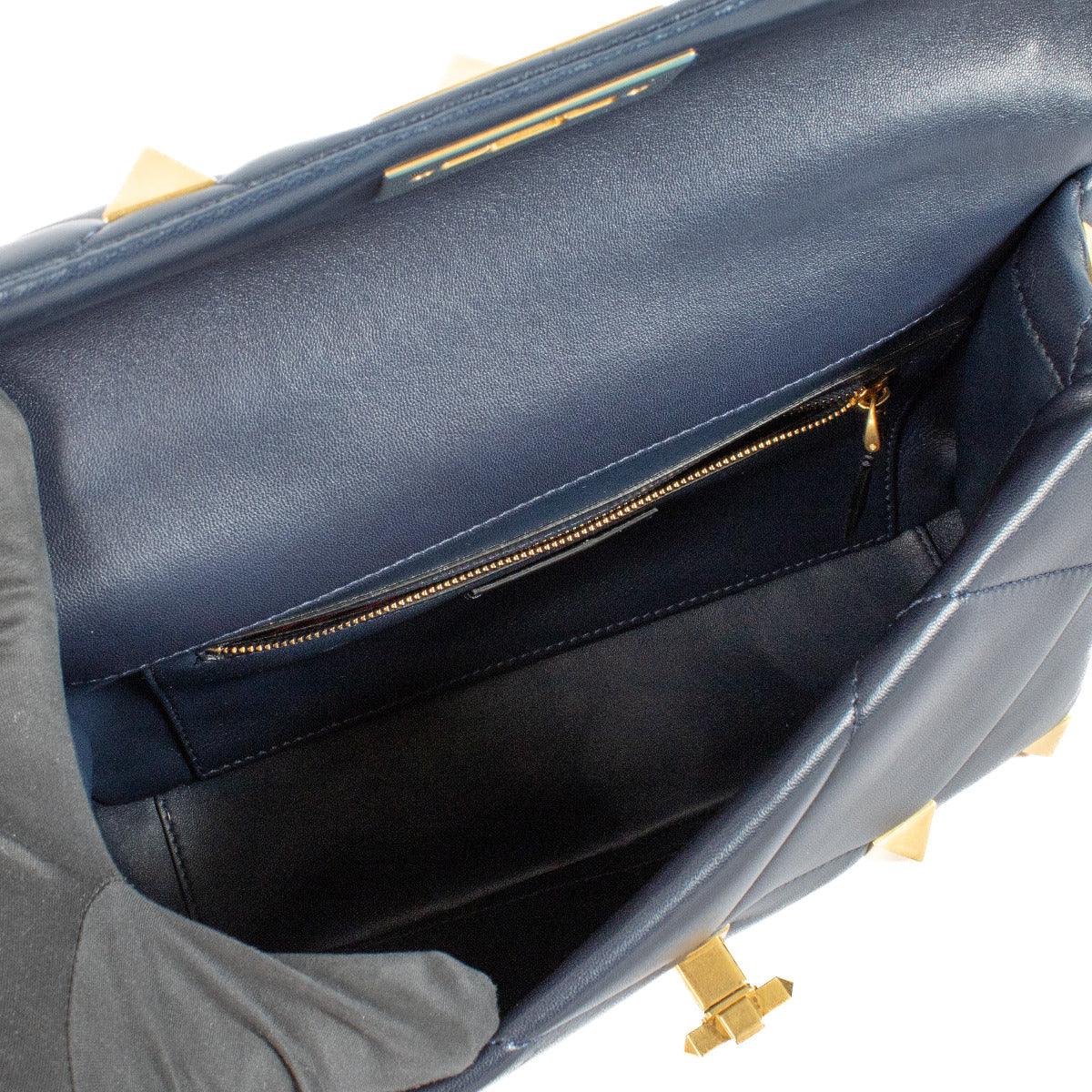 Valentino Garavani Blue Leather Large Roman Stud Bag