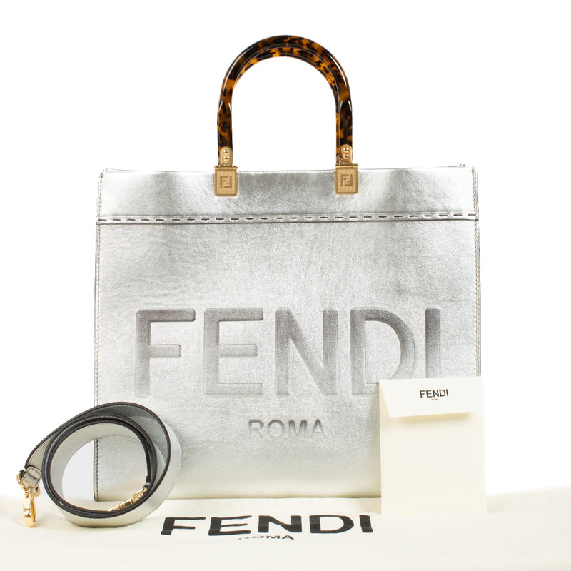 Authentic second hand Fendi Silver Sunshine Medium Bag on Labellov.com