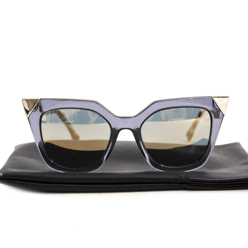 Fendi Blue Iridia Metal Tip Cat Eye Sunglasses