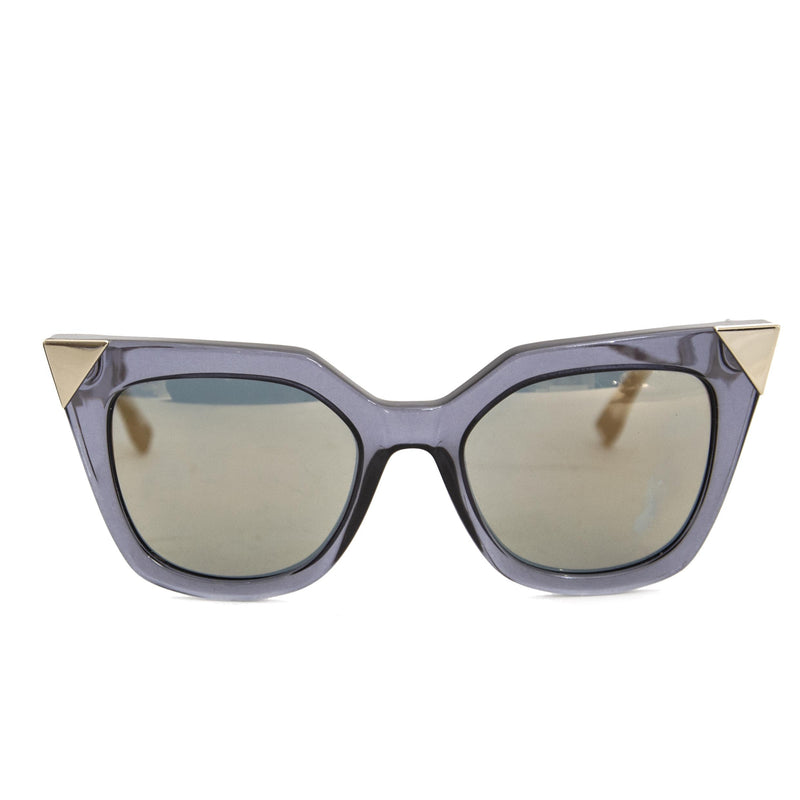 Fendi Blue Iridia Metal Tip Cat Eye Sunglasses