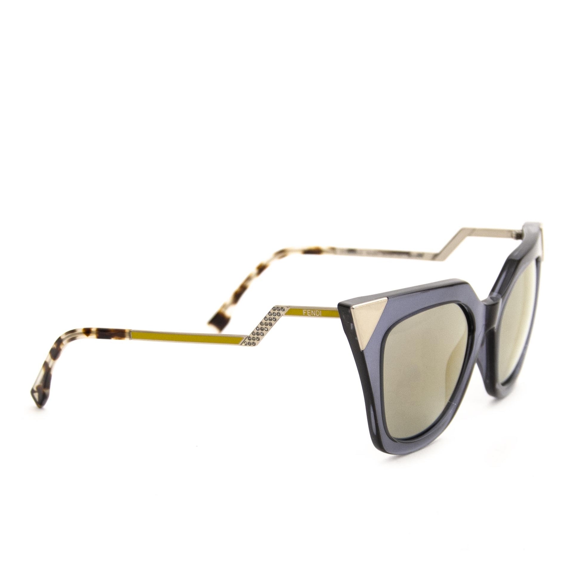 Fendi Blue Iridia Metal Tip Cat Eye Sunglasses