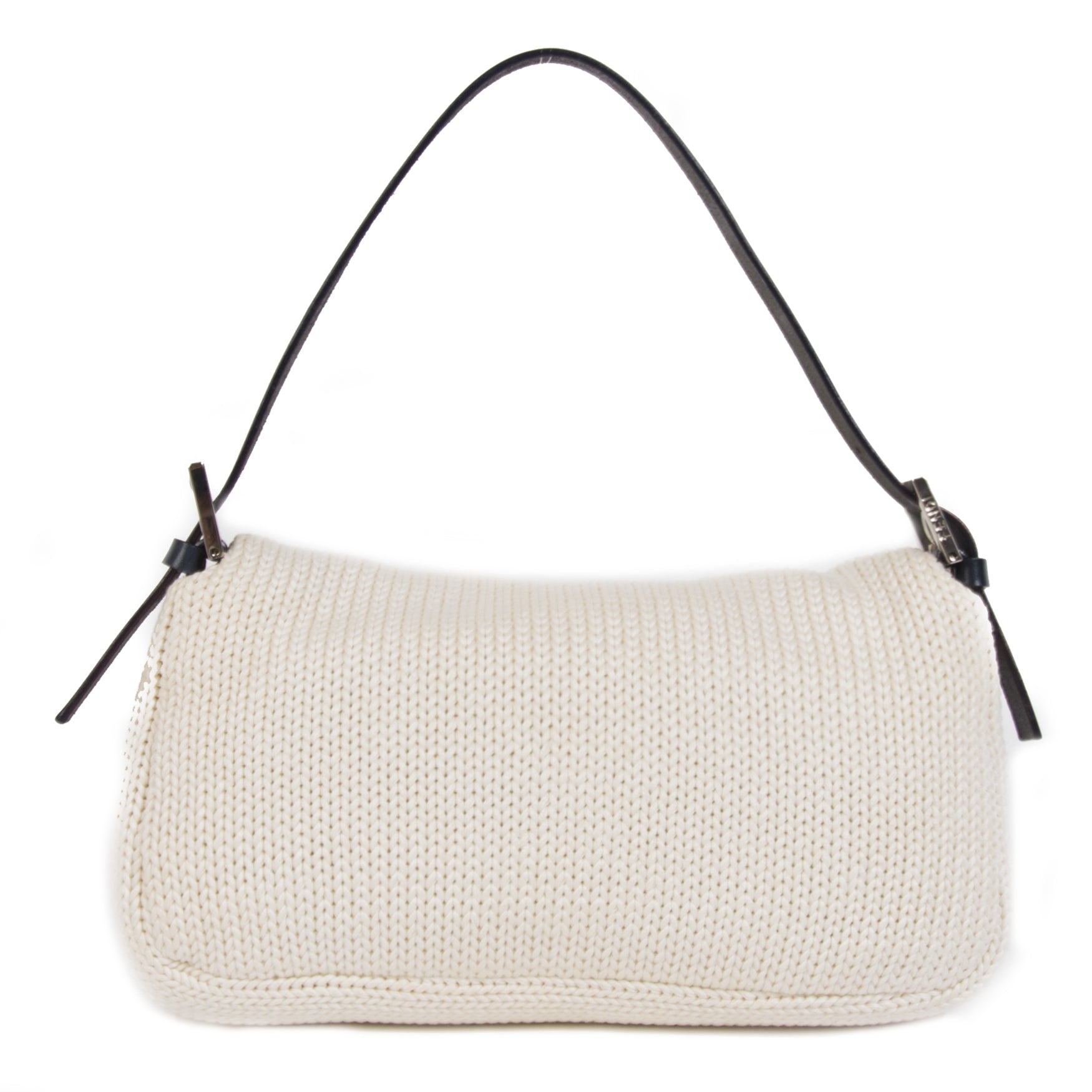 Fendi Ivory Knitted Baguette Bag