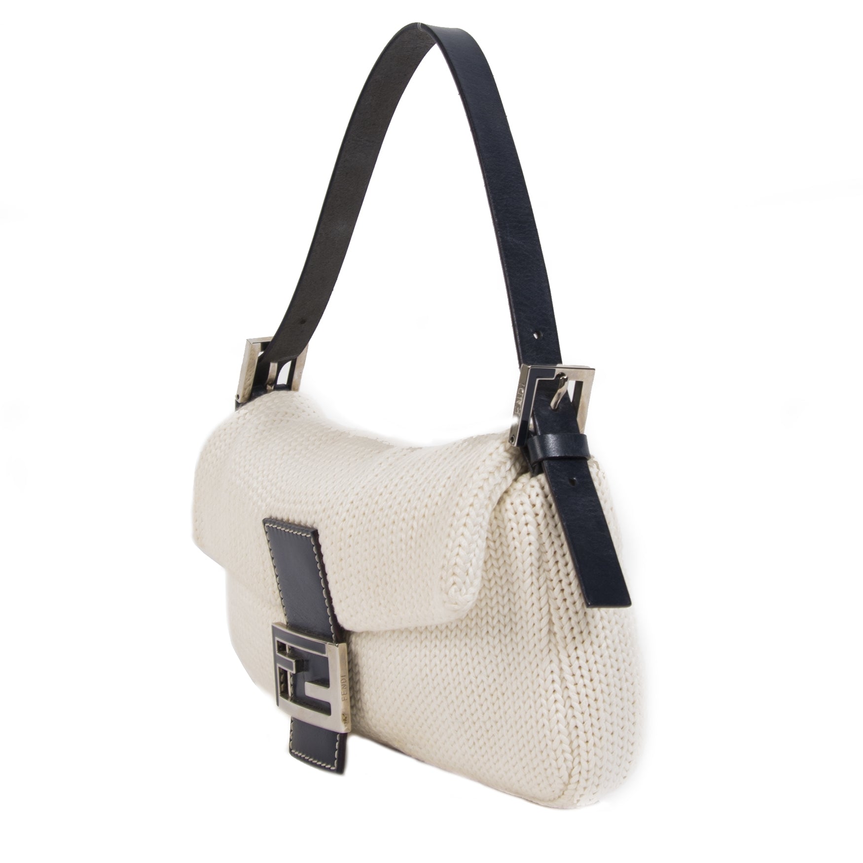 We buy and sell your authentic Fendi Ivory Knitted Baguette Bag