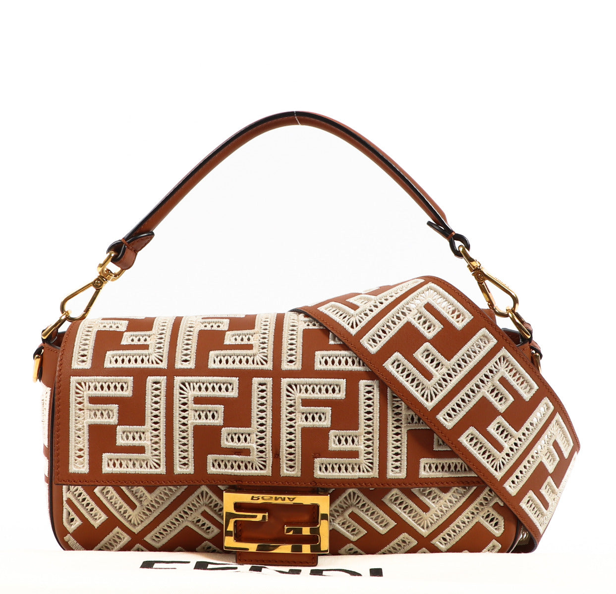 Fendi Brown Baguette FF Shoulder Bag for the best price at Labellov secondhand luxury in Antwerp